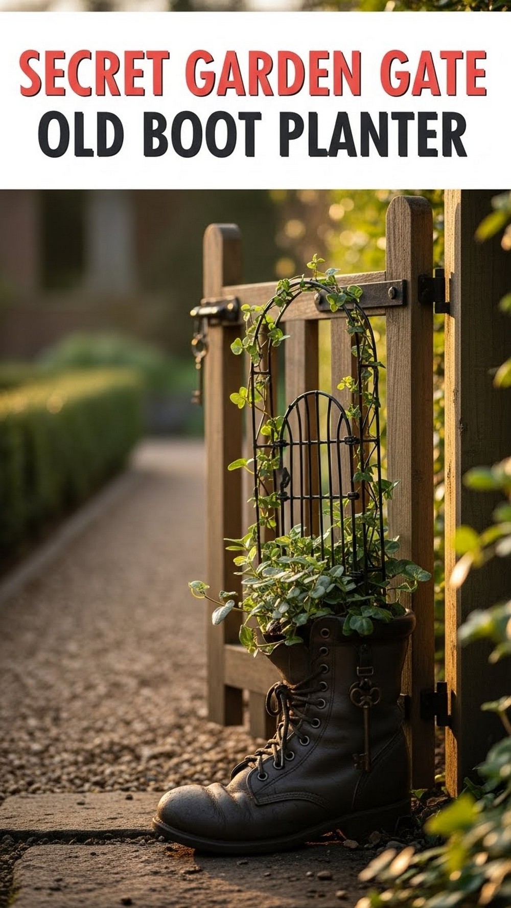 Secret Garden Gate Old Boot Planter