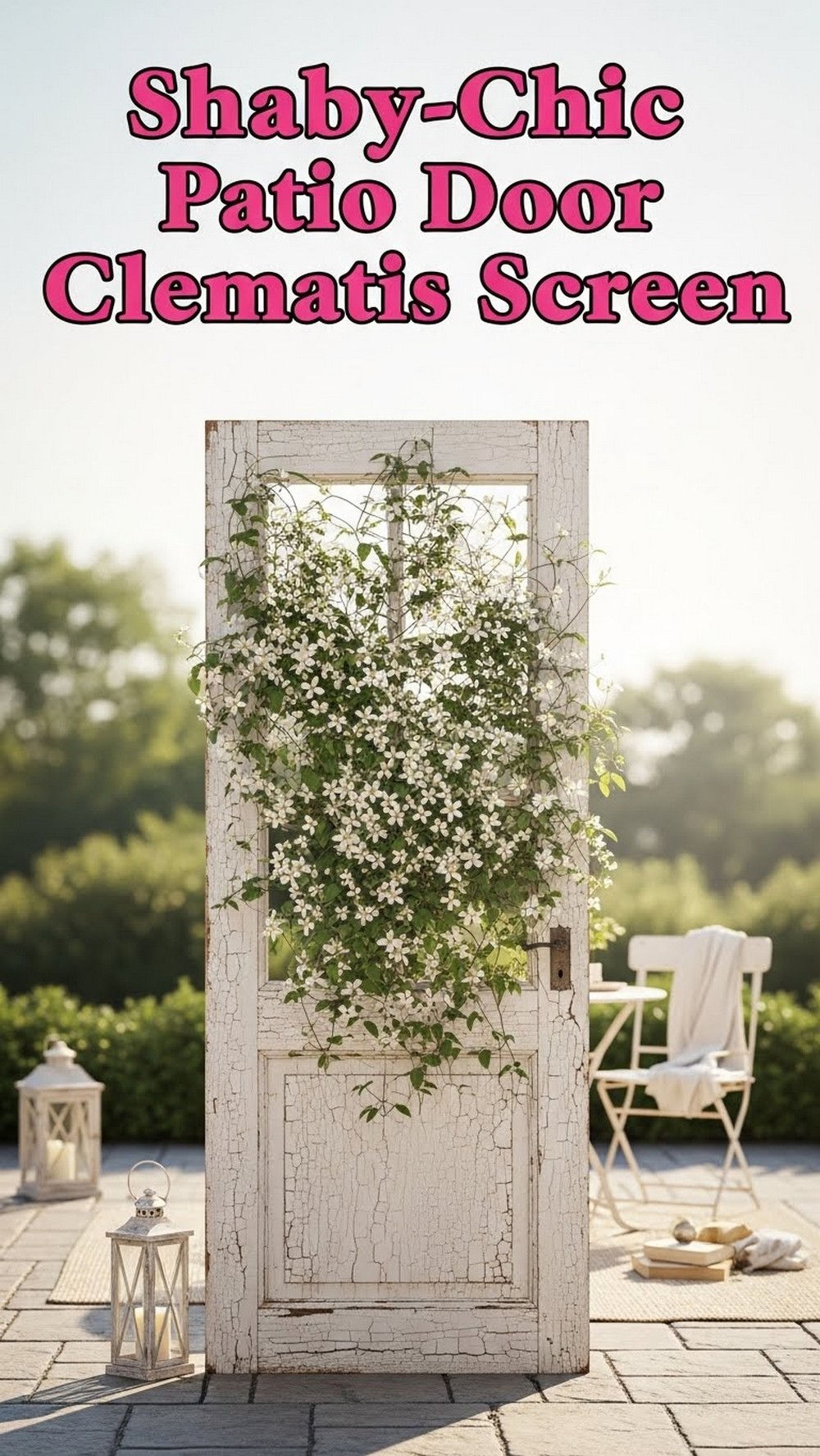 Shabby-Chic Patio Door Clematis Screen