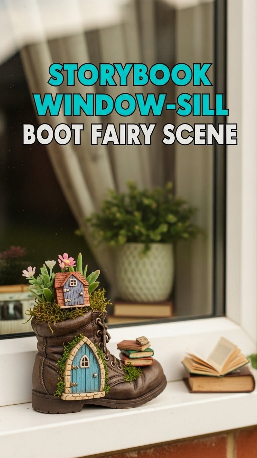 Storybook Window-Sill Boot Fairy Scene