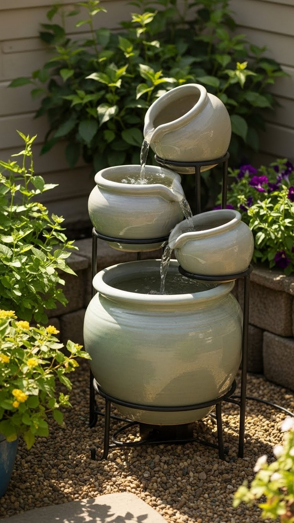 Tiered Pot Fountain On A Stand