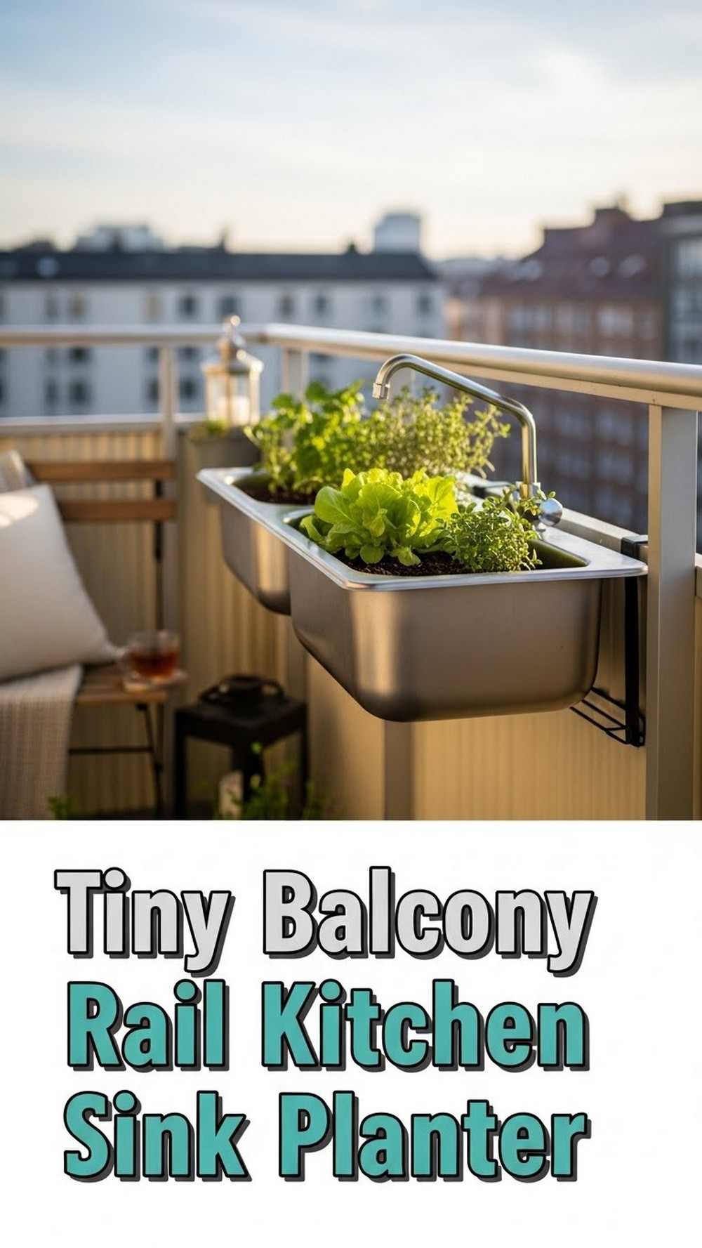 Tiny Balcony Rail Kitchen Sink Planter