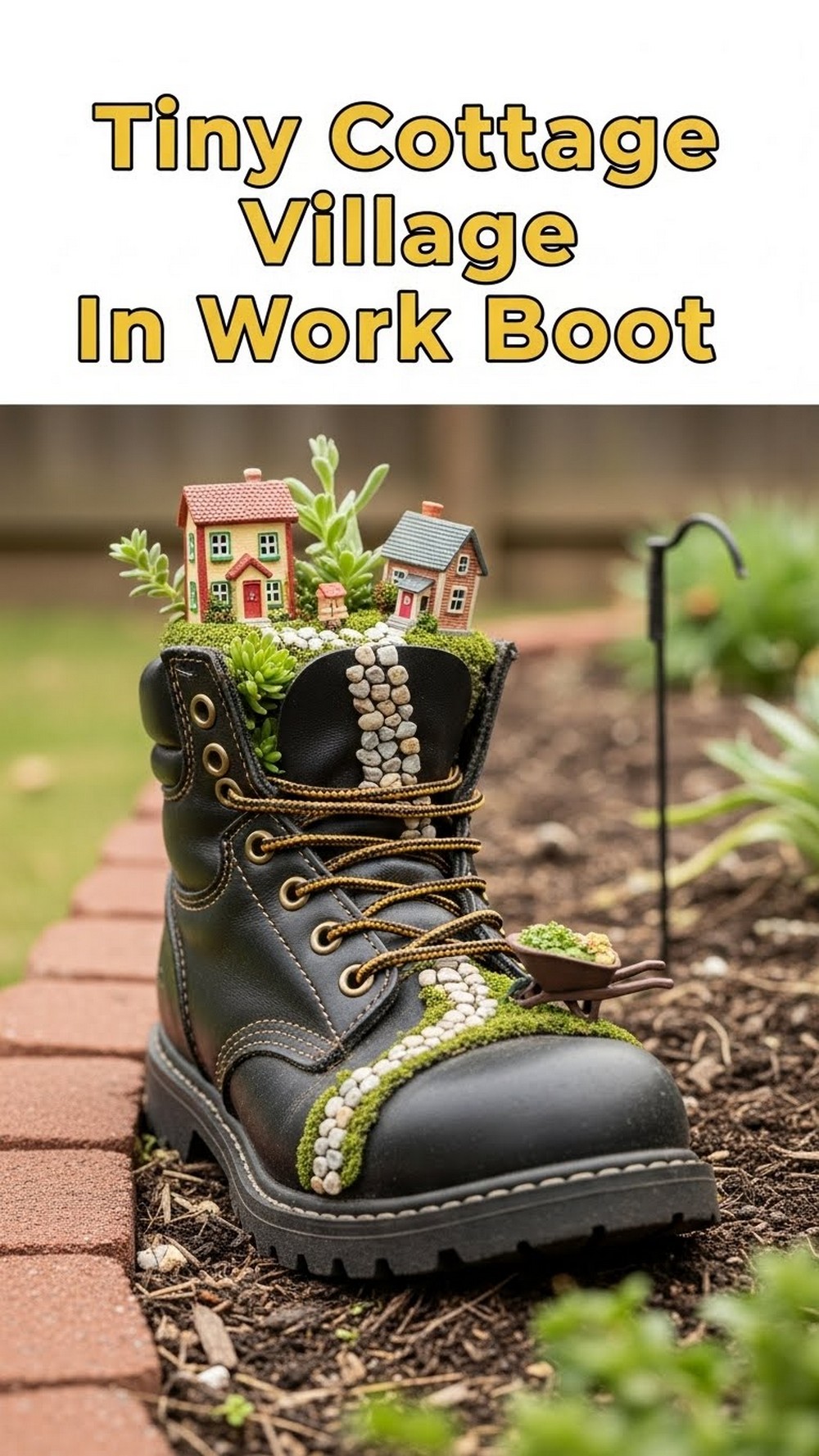 Tiny Cottage Village In A Work Boot