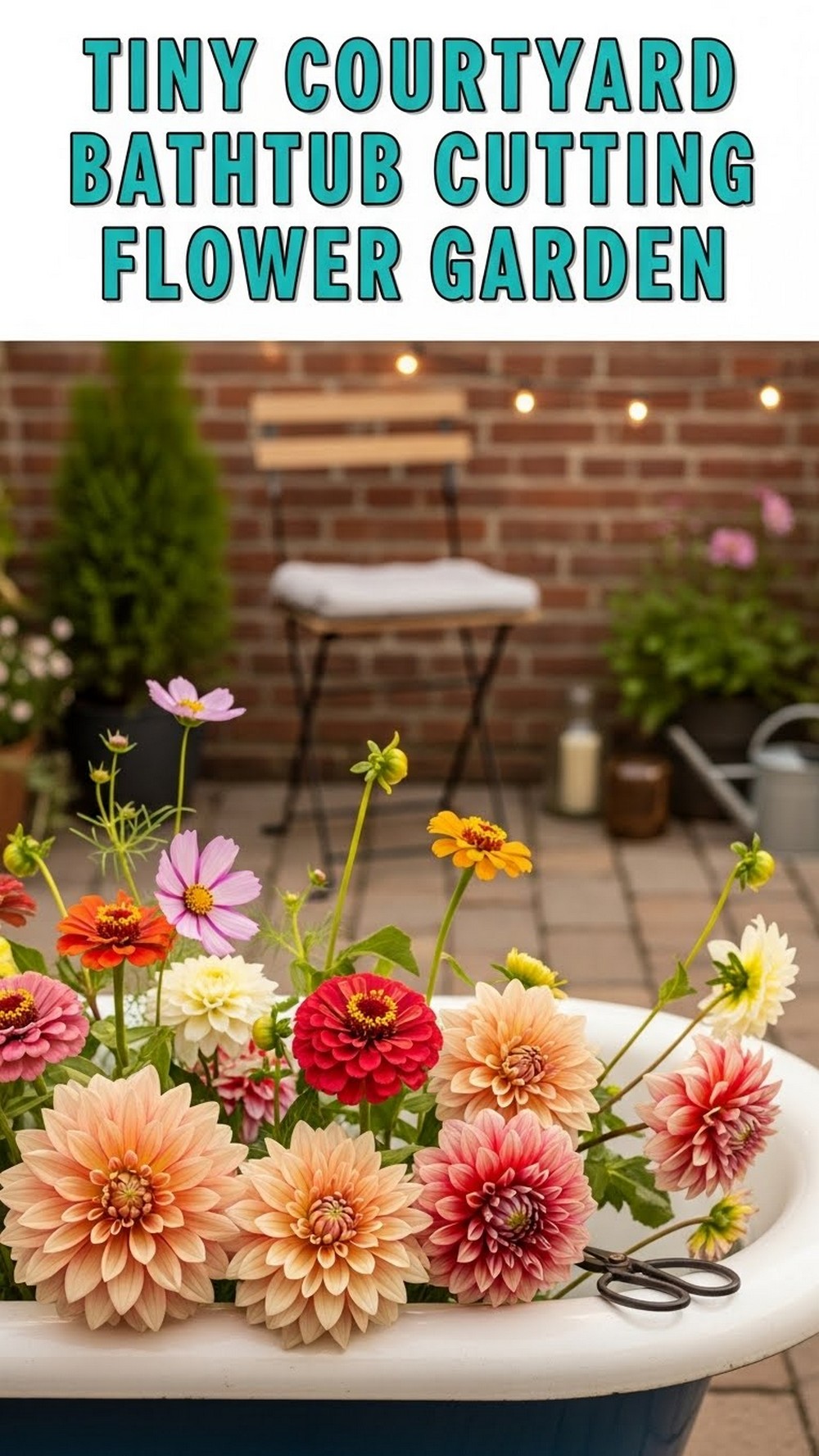 Tiny Courtyard Bathtub Cutting Flower Garden