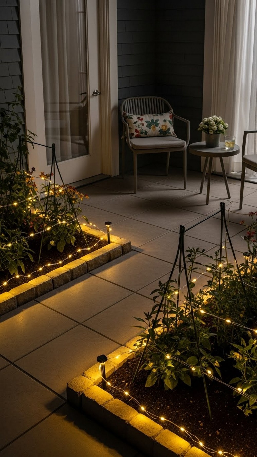 Use Solar String Lights To Define Garden Beds