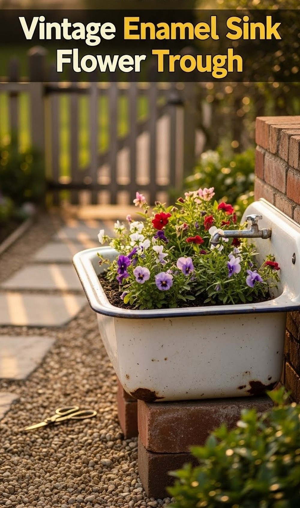 Vintage Enamel Sink Flower Trough