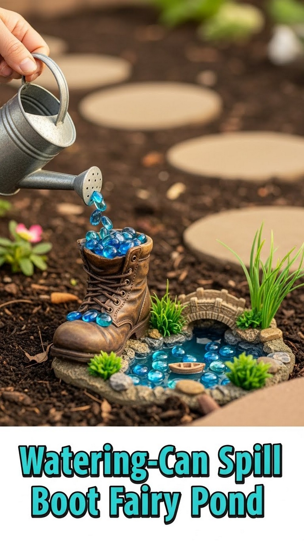 Watering-Can Spill Boot Fairy Pond