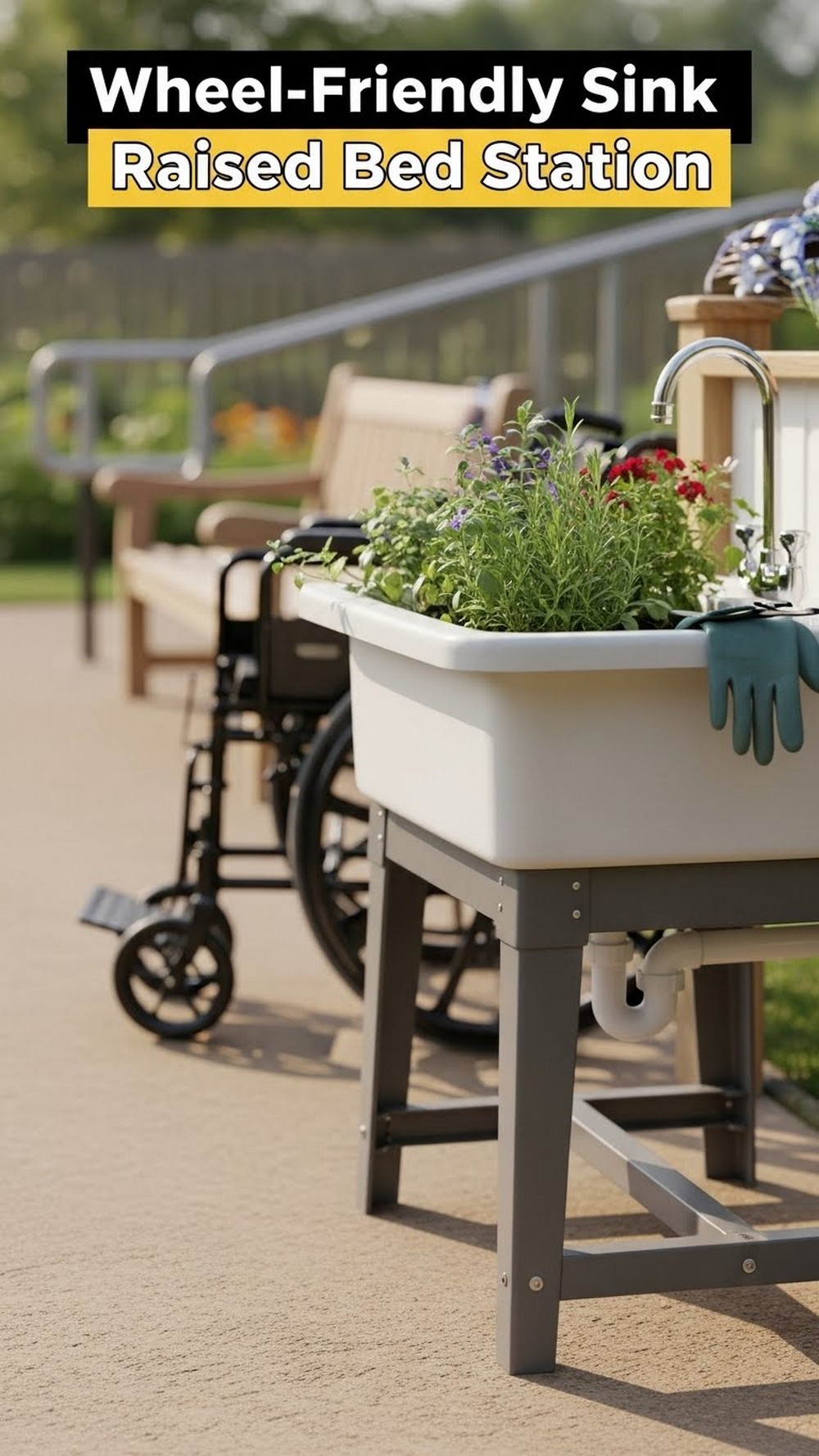 Wheel-Friendly Sink Raised Bed Station