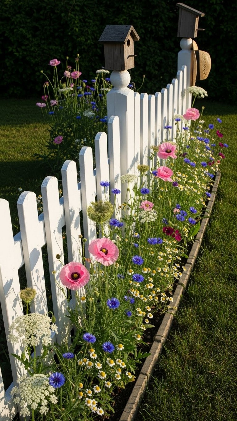 White Picket Fence Wildflower Edge