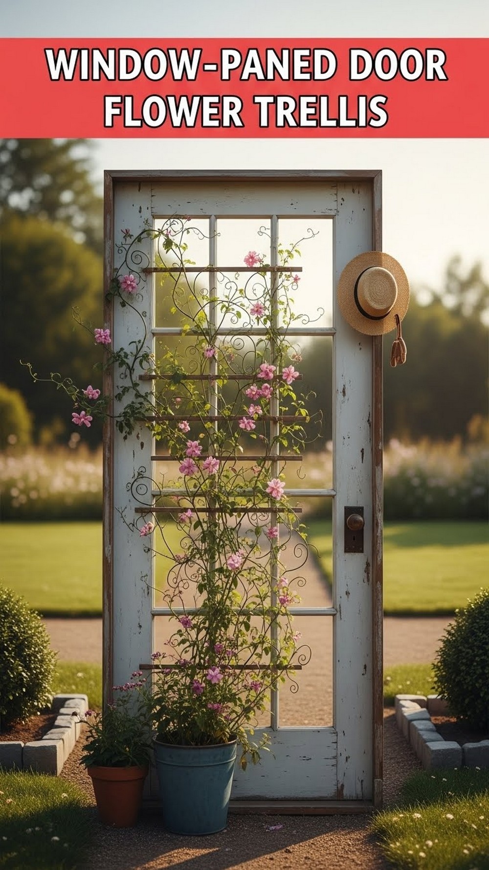 Window-Paned Door Flower Trellis
