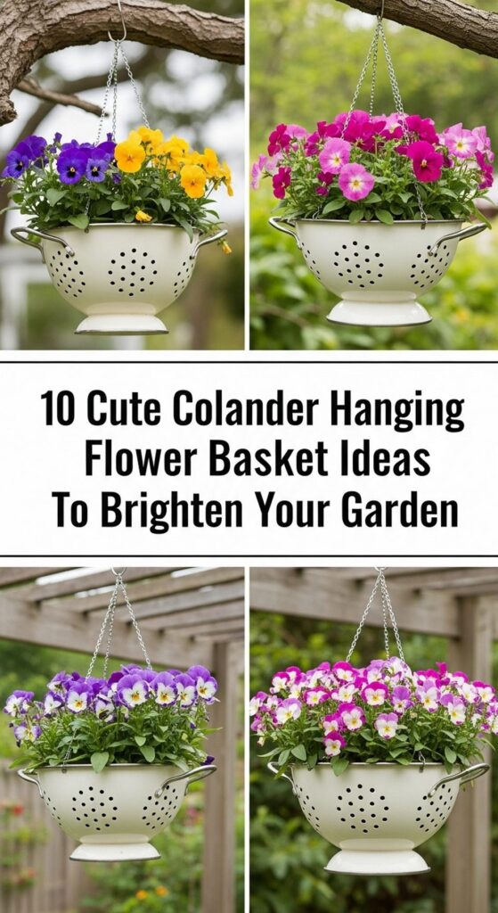 Cute Colander Hanging Flower Basket Ideas To Brighten Your Garden