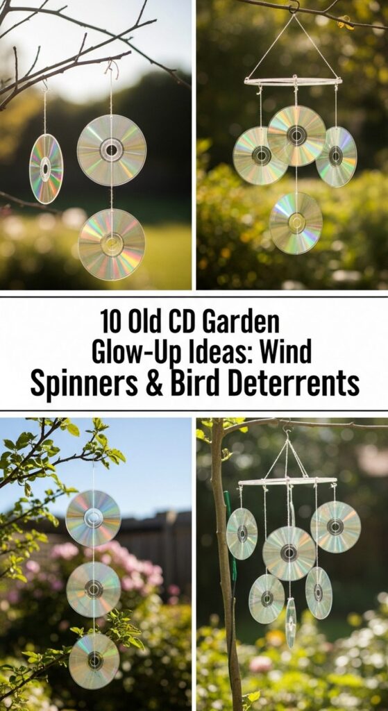 Old CD Garden Glow-Up Ideas - DIY Wind Spinners & Bird Deterrents