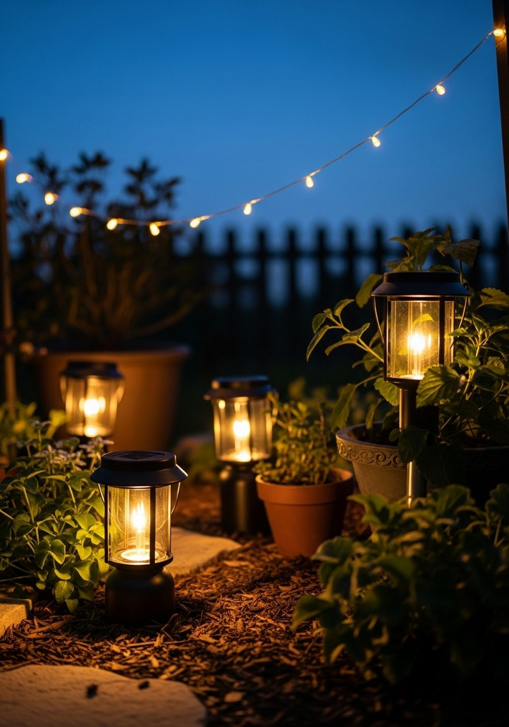 Add Solar String Lights And Lanterns