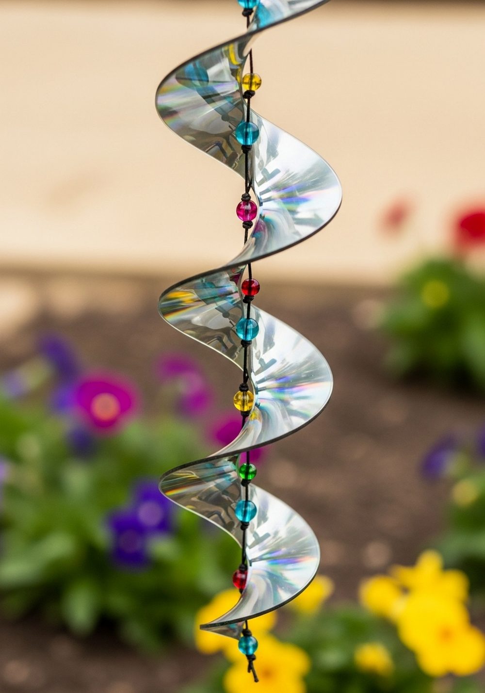 Beaded Spiral CD Garden Spinner