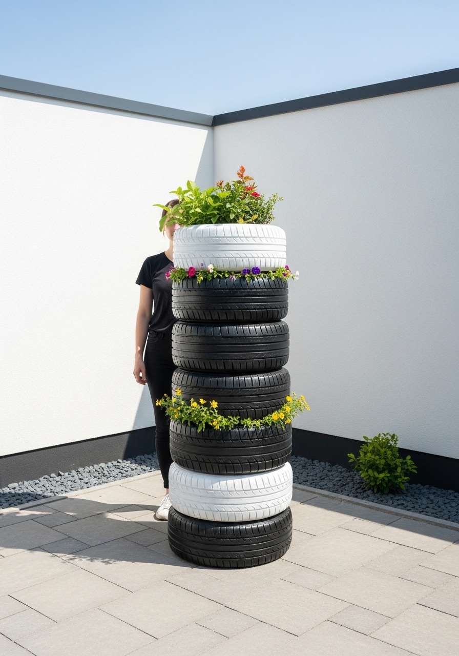 Bold Monochrome Tire Totem