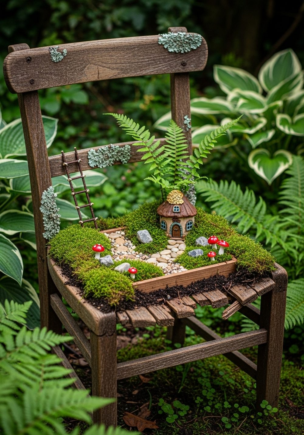 Broken-Seat Fairy Garden Chair Mini World