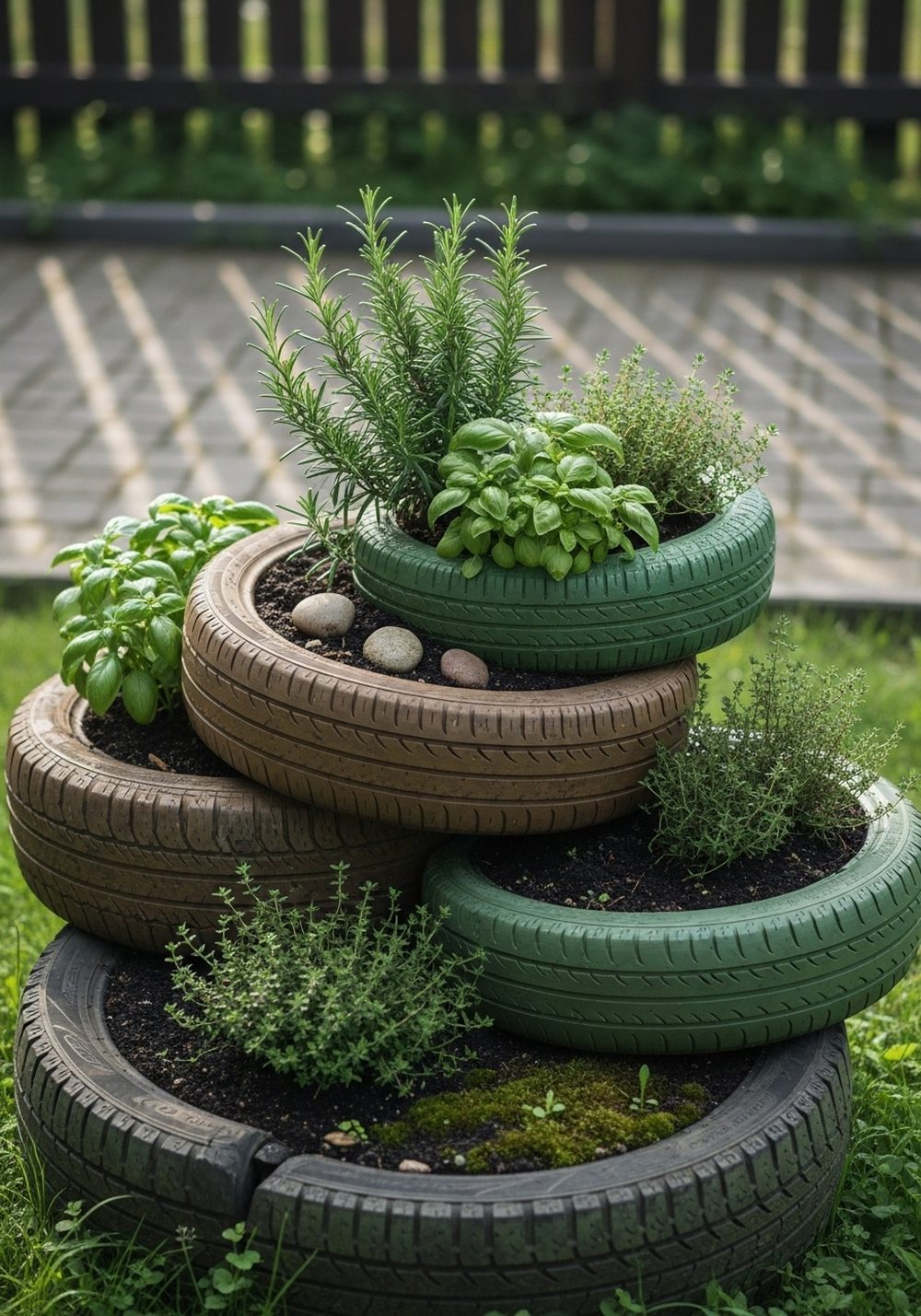 Build A Tire Herb Spiral In A Corner