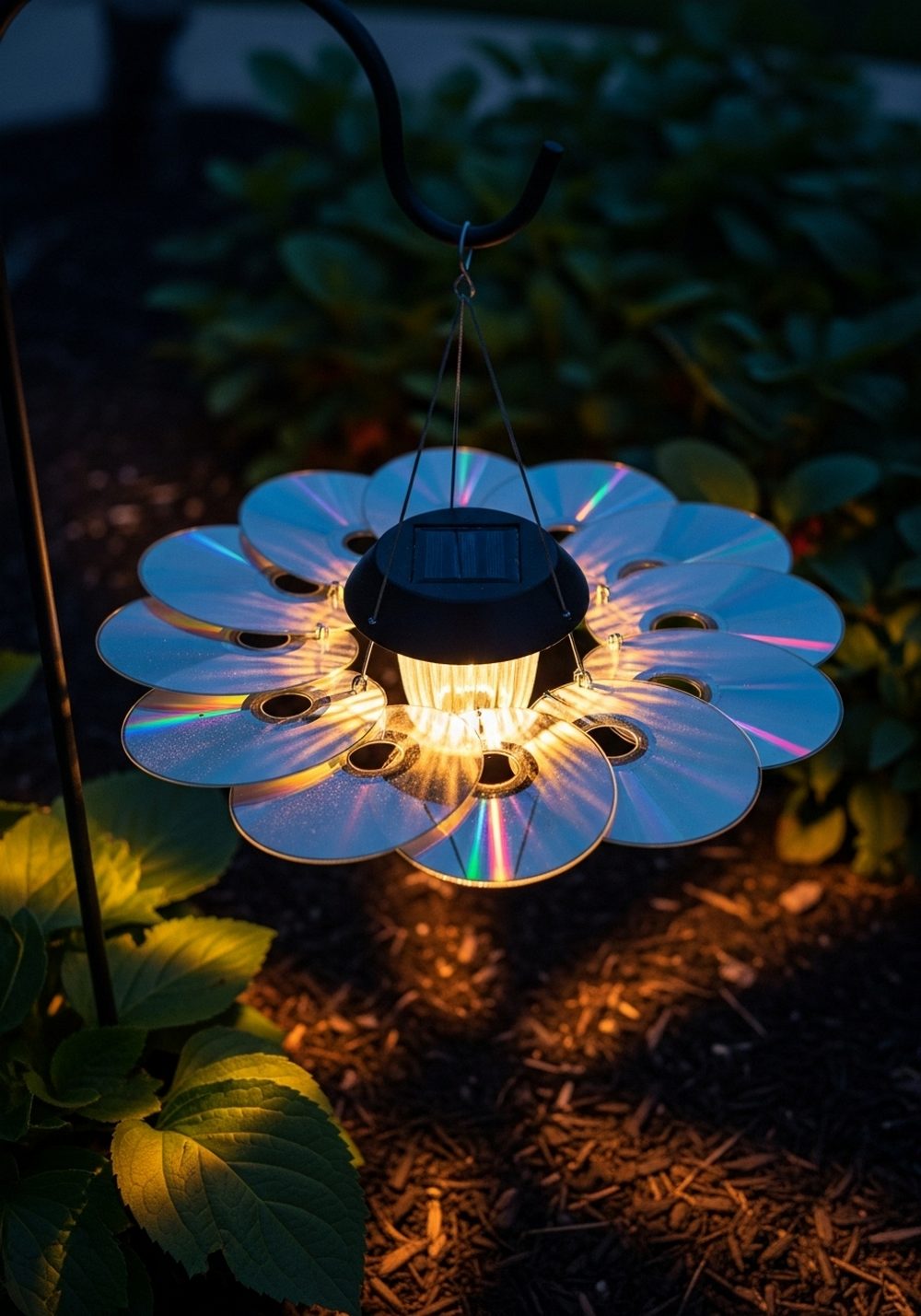 CD Wind Spinner With Solar Light Center
