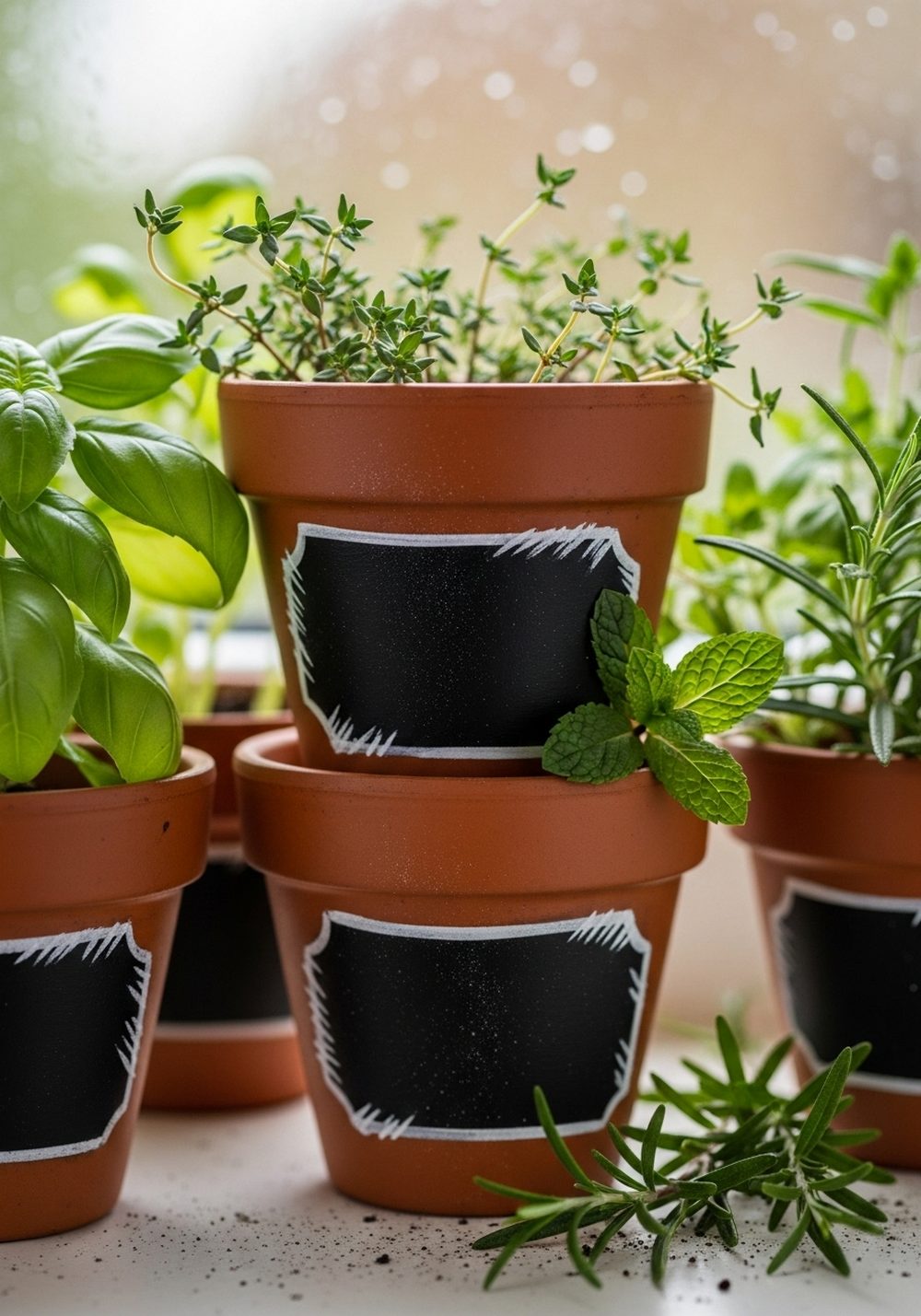 Chalkboard Label Herb Pots