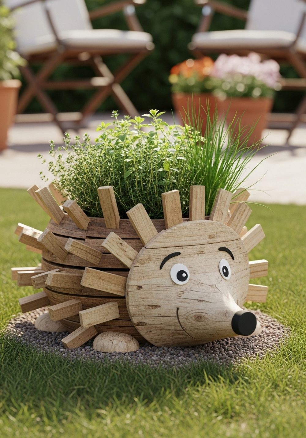 Cheerful Pallet Hedgehog Herb Bed