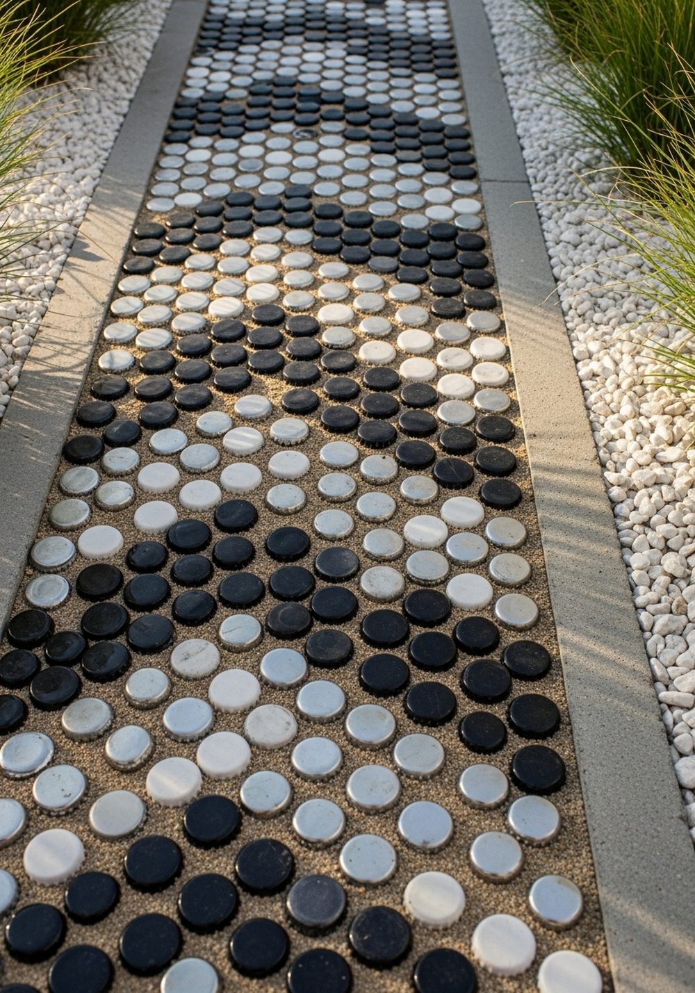 Chic Monochrome Bottle Cap Herringbone