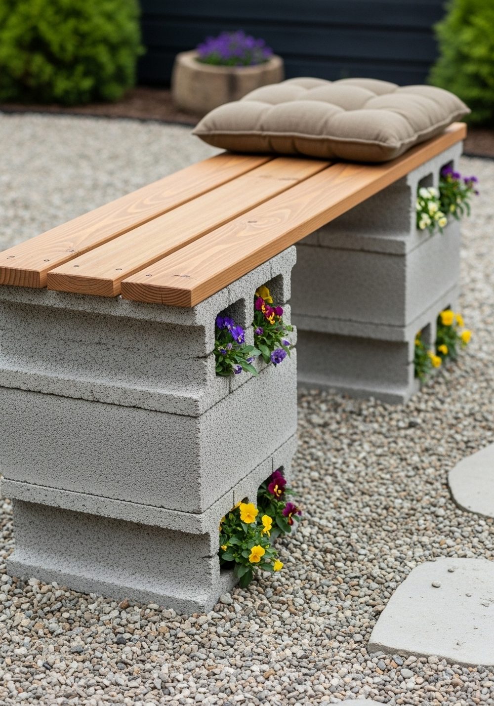 Cinder Block Planter Bench Corner