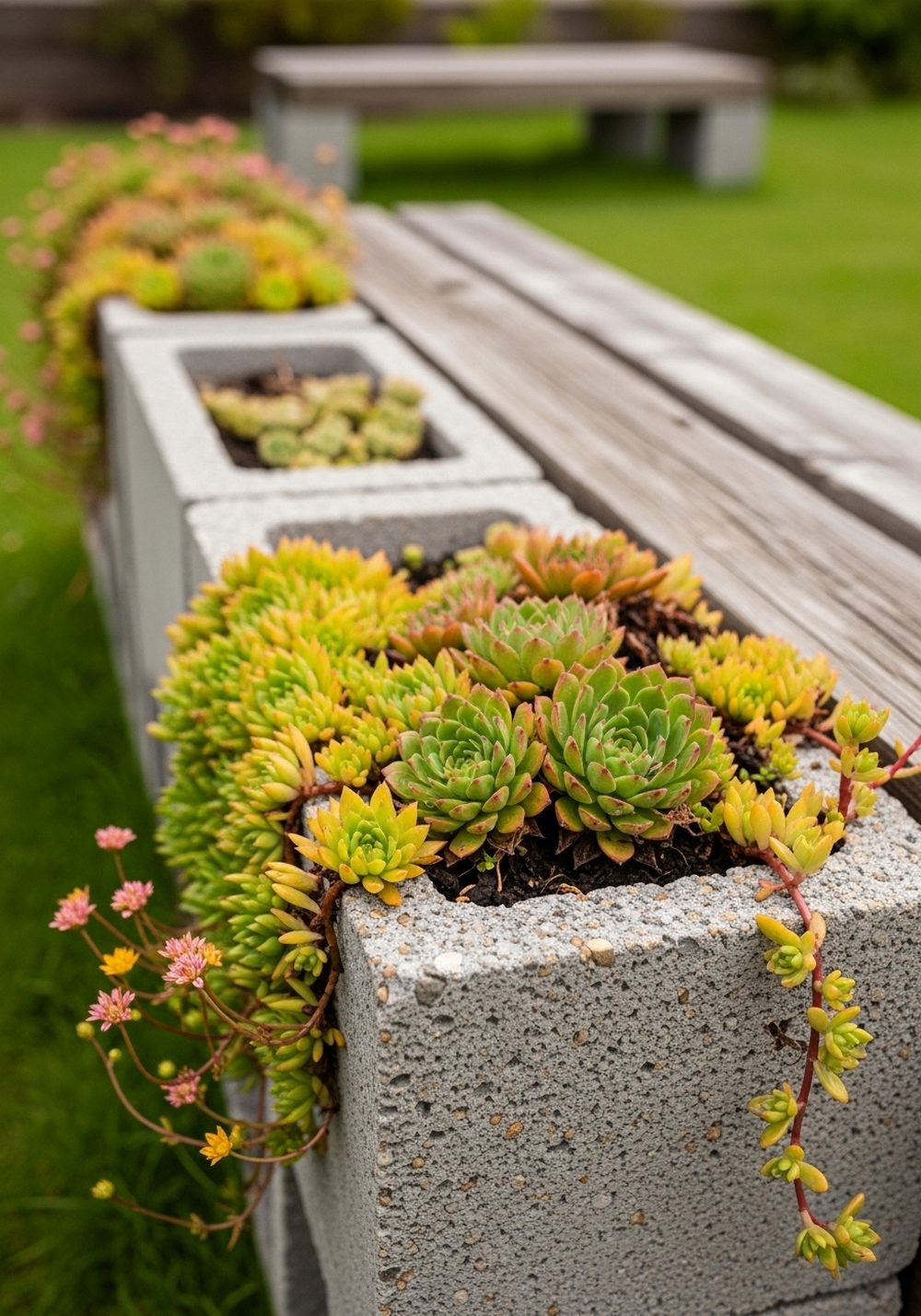 Cinder Block Planter Bench