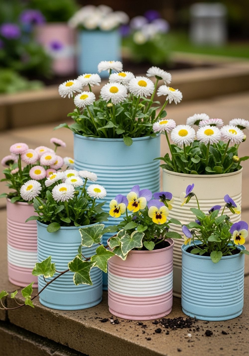 Clustered Pastel Flower Can Corner