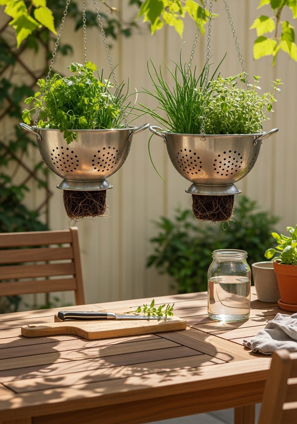 Colander Kitchen Garden Over The Patio Table