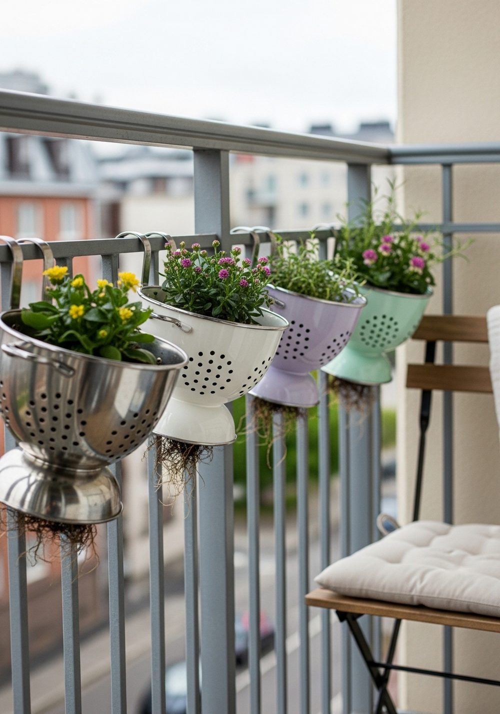 Colander Rail Planters For Small Balconies