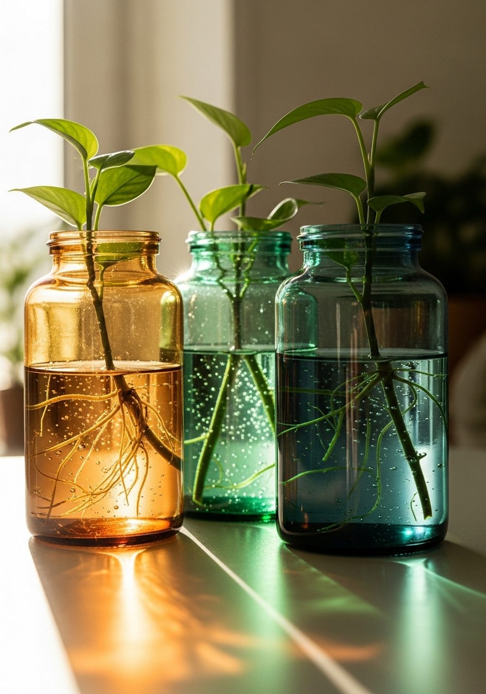 Colored Glass Jar Sunlit Cluster