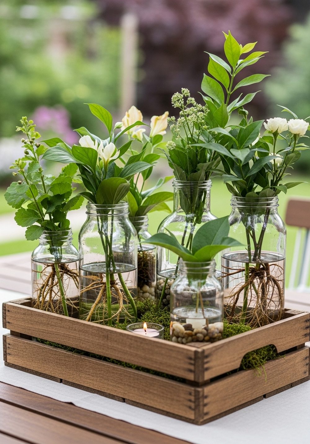 Crate Centerpiece Jar Garden