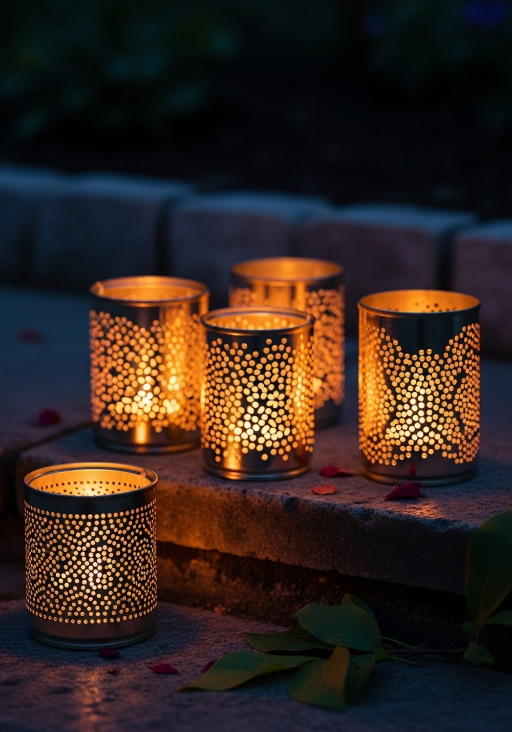 Cutwork Tin Can Candle Holders