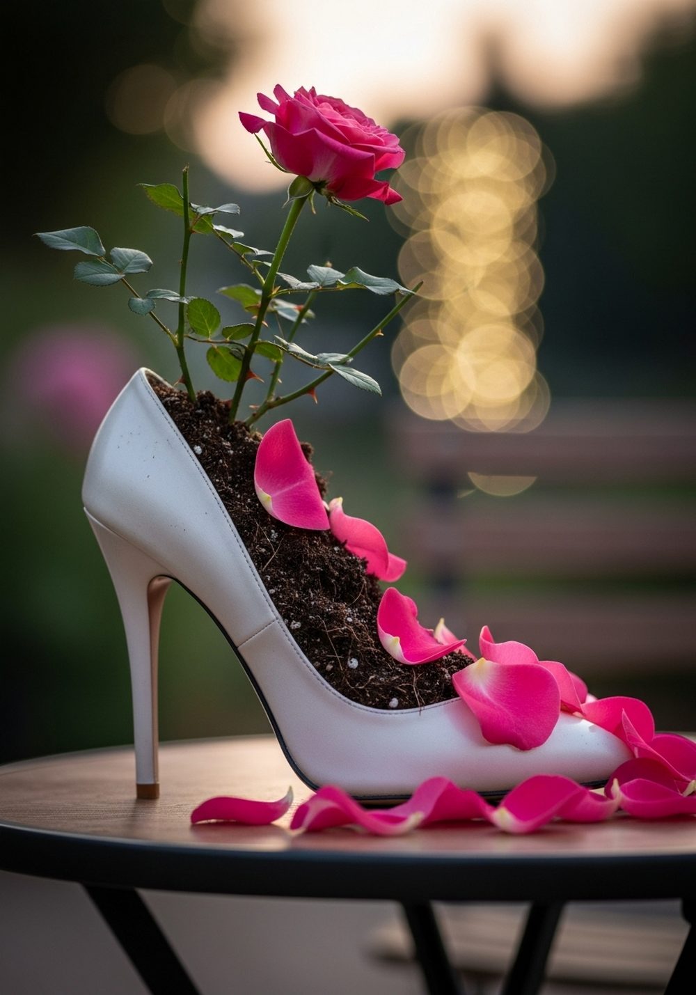 Elegant High-Heel Mini Rose Planters