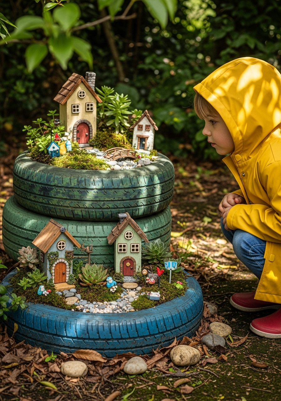Fairy Garden Tire Stack