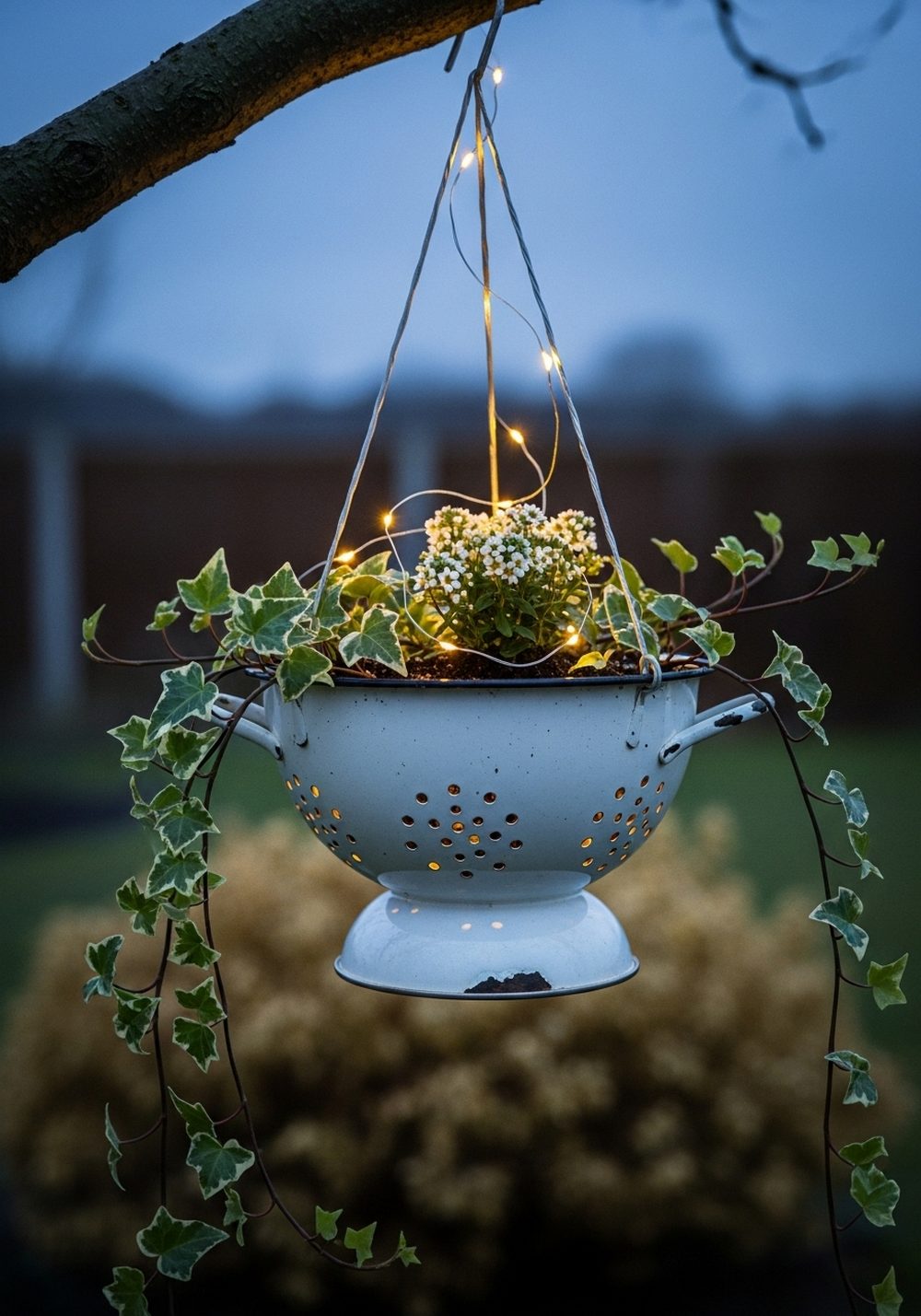 Fairy Light Colander Hanging Lantern Planter