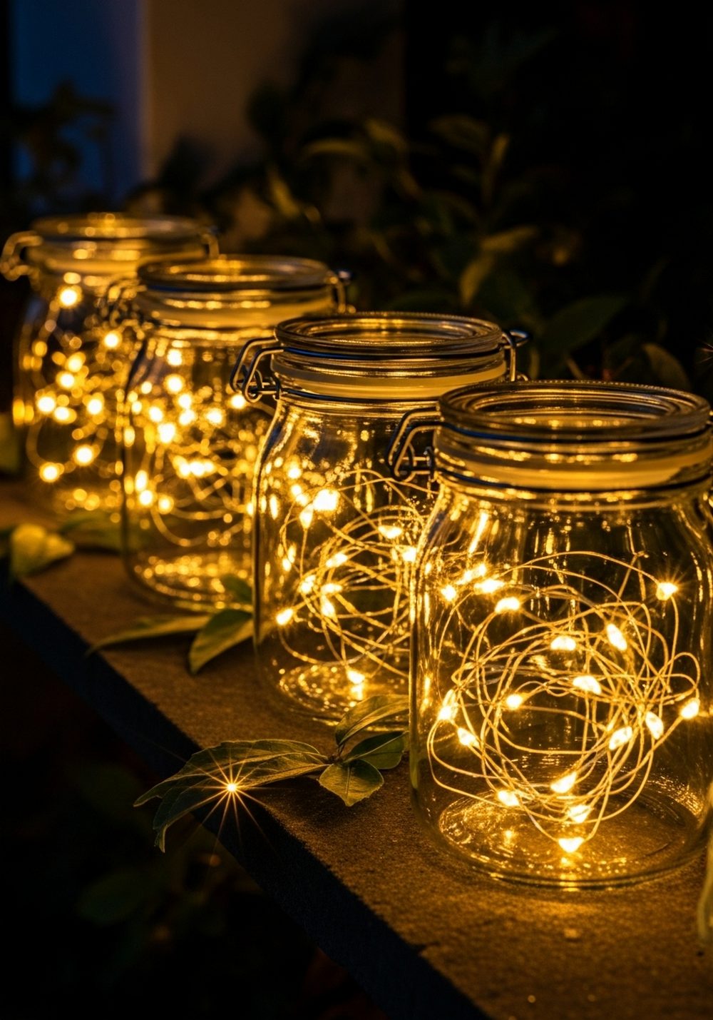 Fairy Light-Filled Jar Lanterns