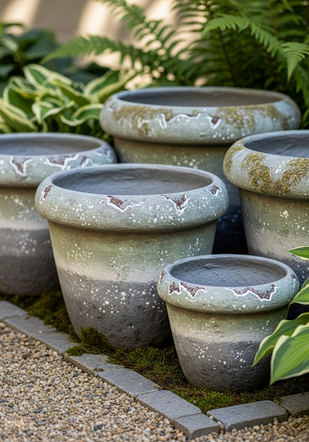 Faux Stone And Aged Patina Pots