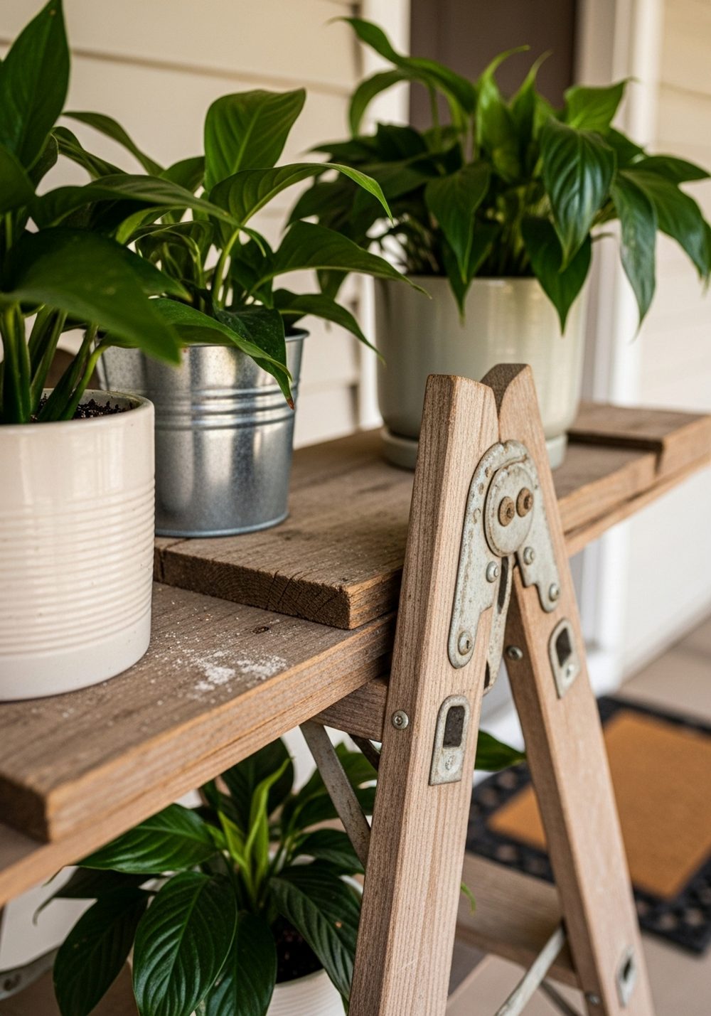 Folding Ladder Shelf For Potted Houseplants