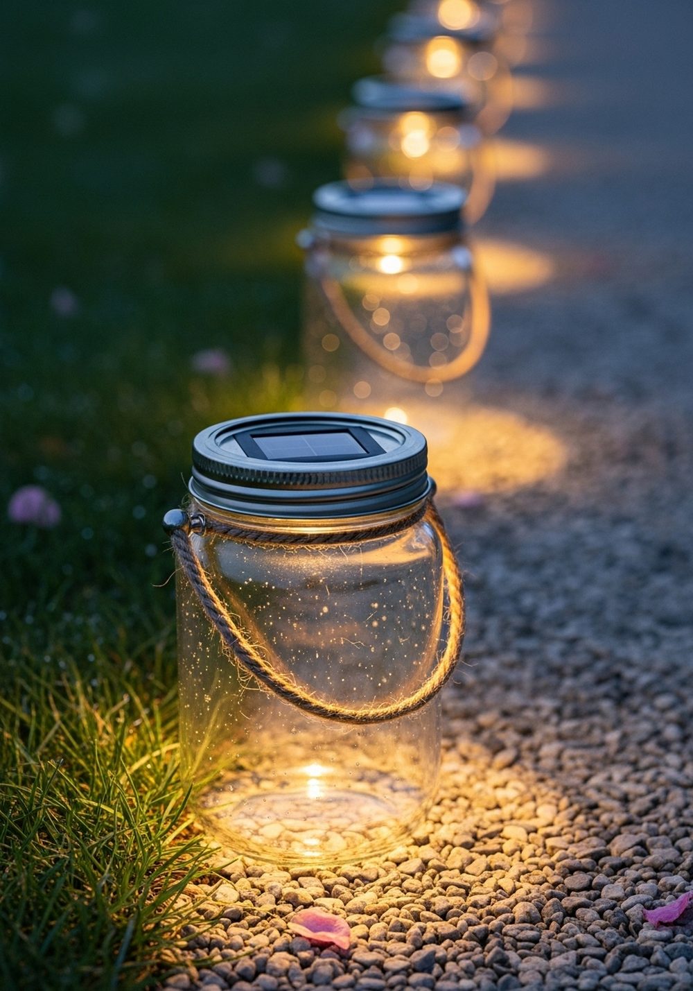 Glass Jar Solar Lantern Pathway