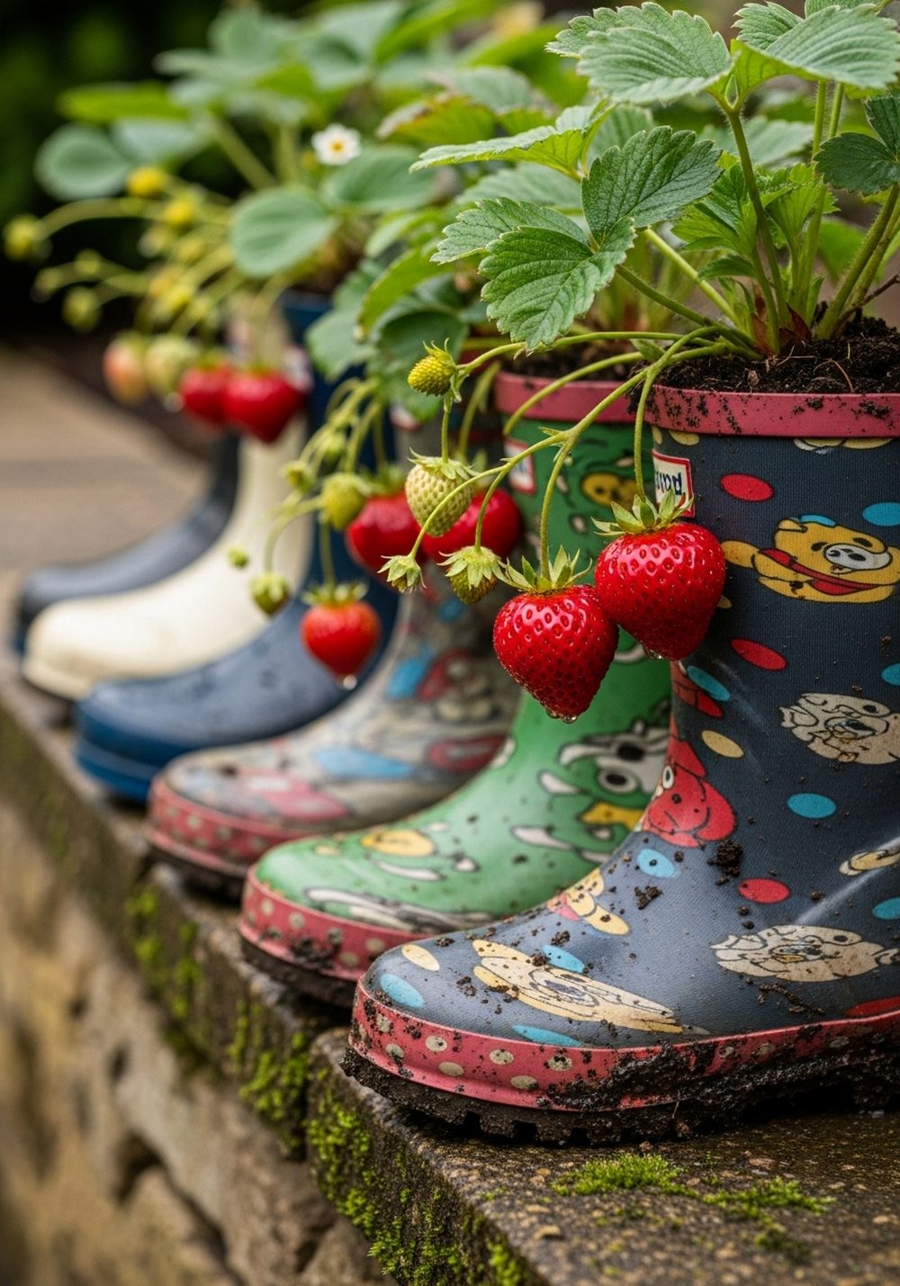 Grow Strawberries In Kids’ Outgrown Rain Boots