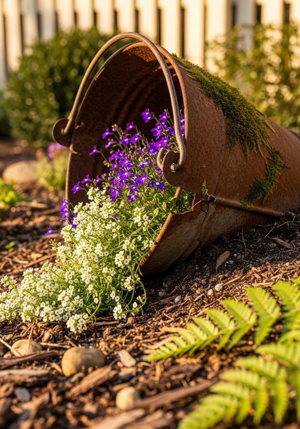 Half-Buried Broken Bucket Cottage Border