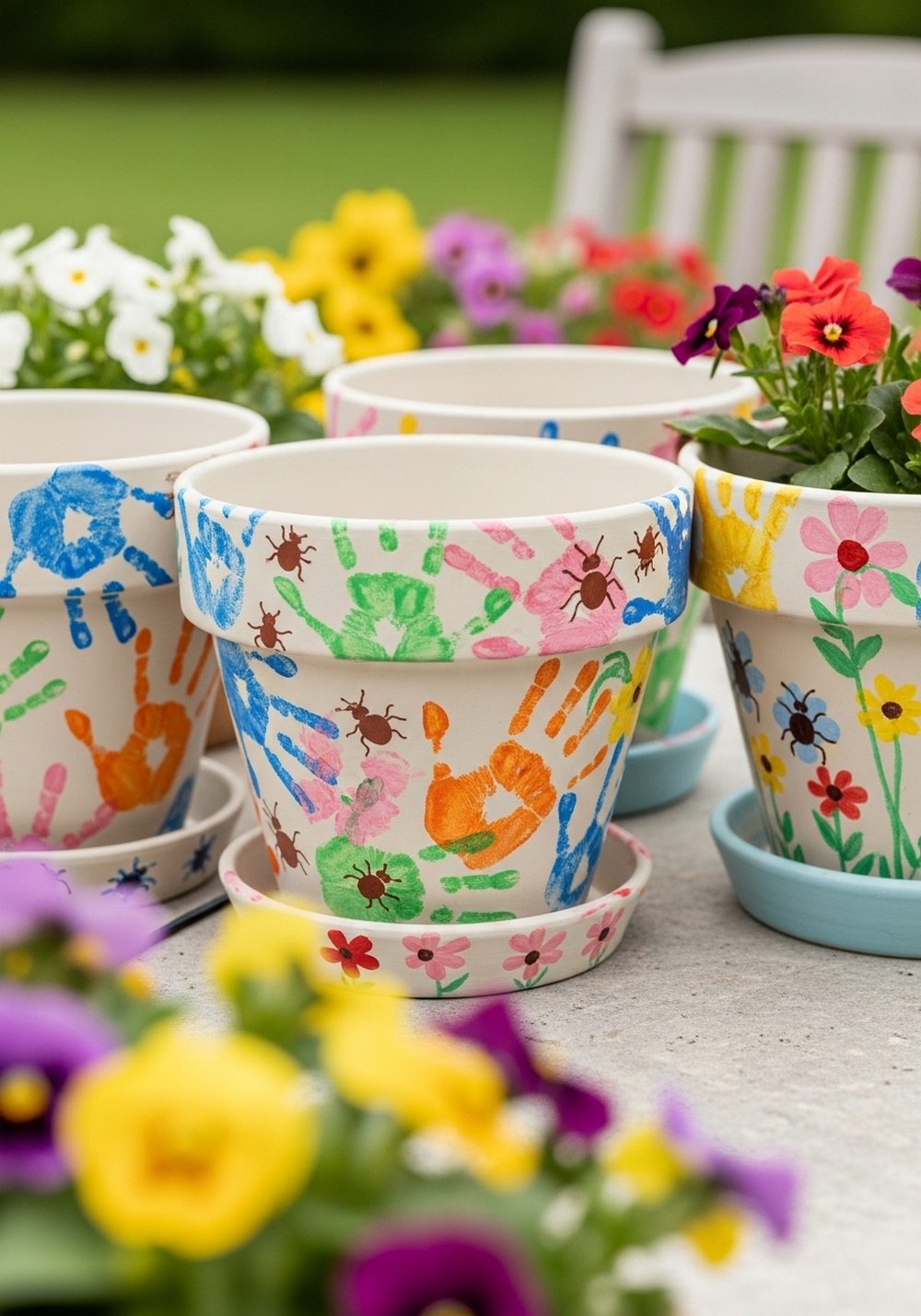 Handprint And Thumbprint Family Pots