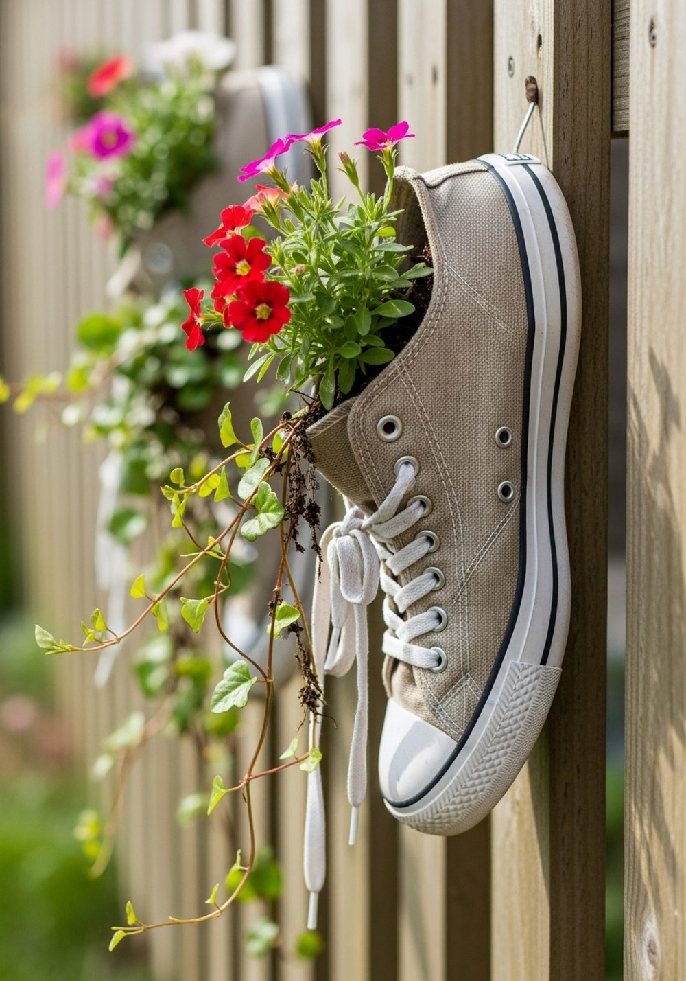 Hanging Canvas Shoe Wall Planters