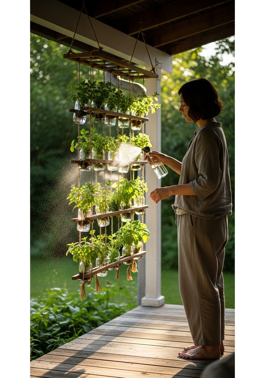 Hanging Ladder Bottle Garden