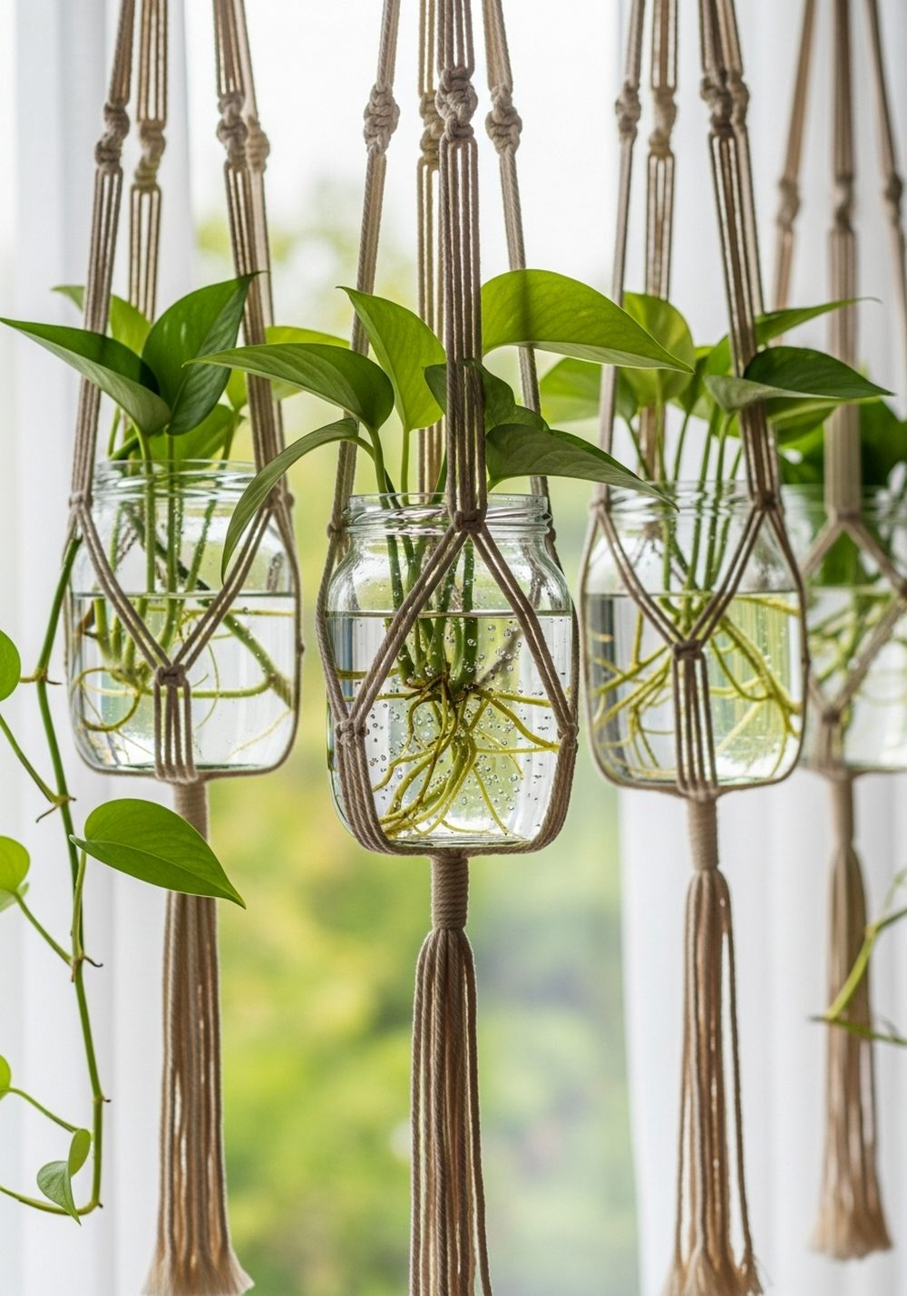 Hanging Macrame Jar Station