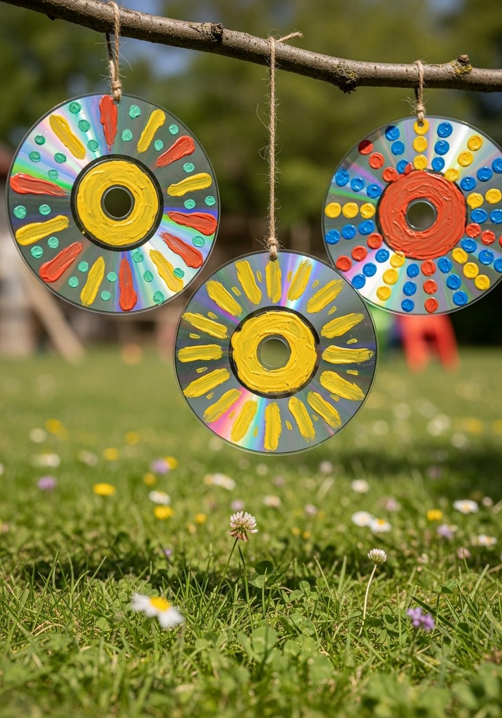 Kid-Painted CD Sunburst Spinners