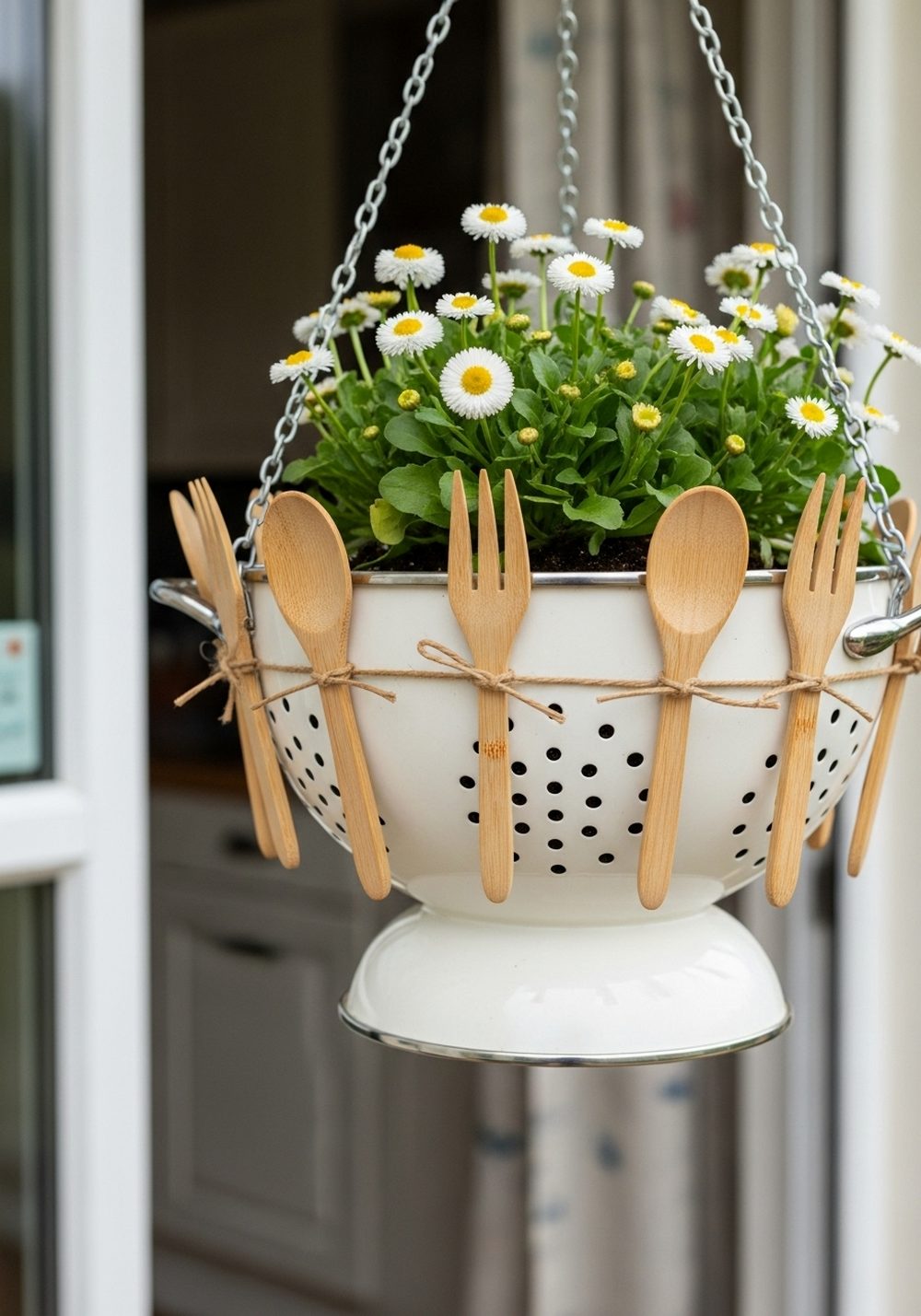 Kitchen-Themed Colander and Utensil Planter