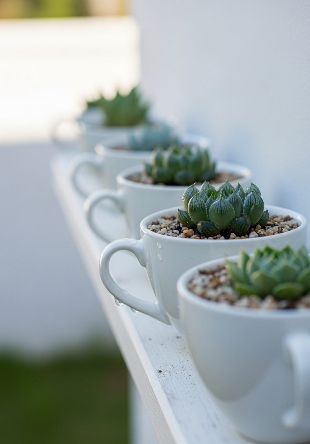 Minimal White Teacup Succulent Shelf