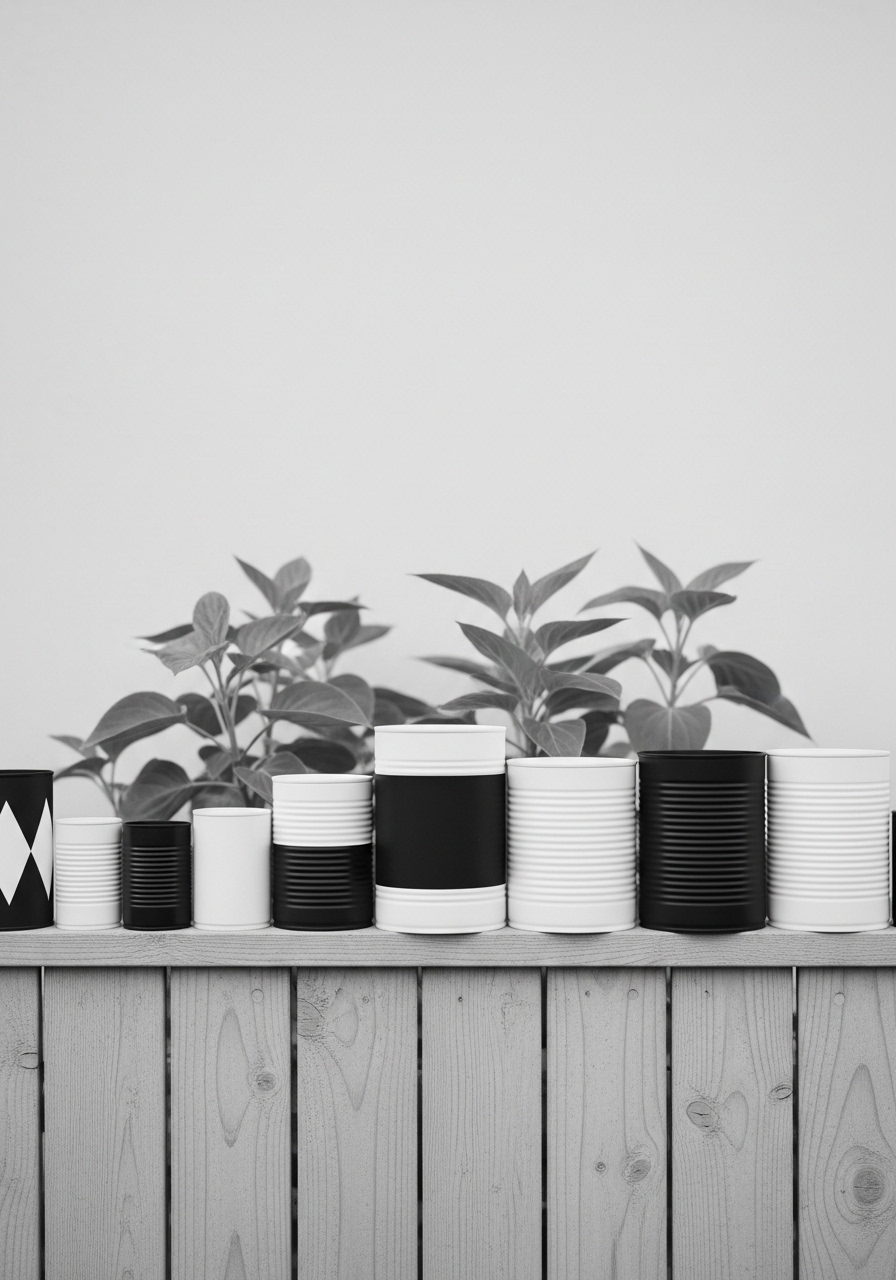 Modern Black-and-White Tin Row