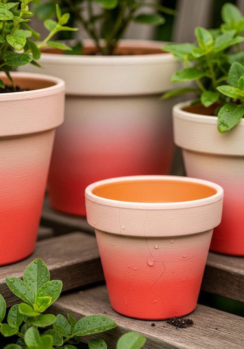 Ombre Sunset Painted Pots